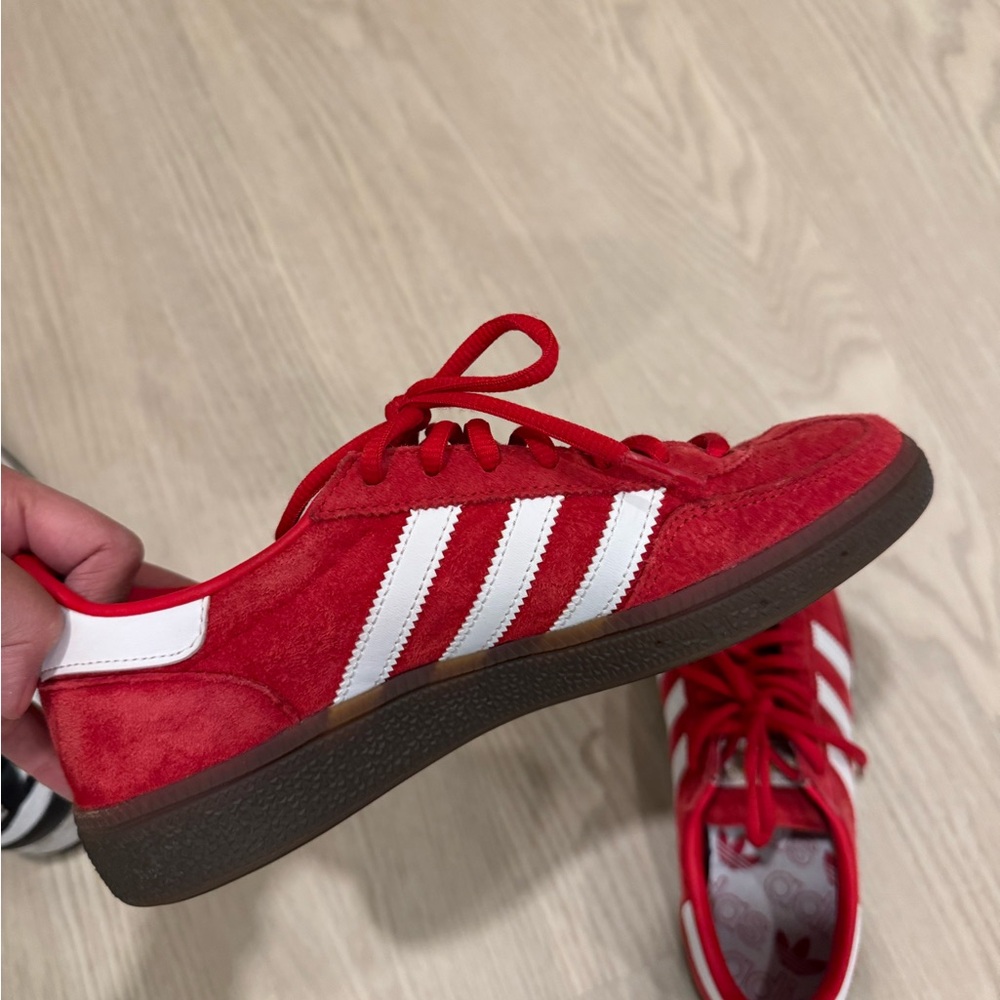 Adidas Red and White Suede Shoes